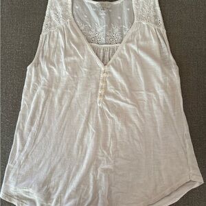 Lucky Brand White Eyelet V-Neck Tank